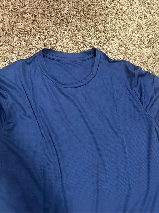 Blue Polyester Short Sleeve Tee - Picture 4 of 5